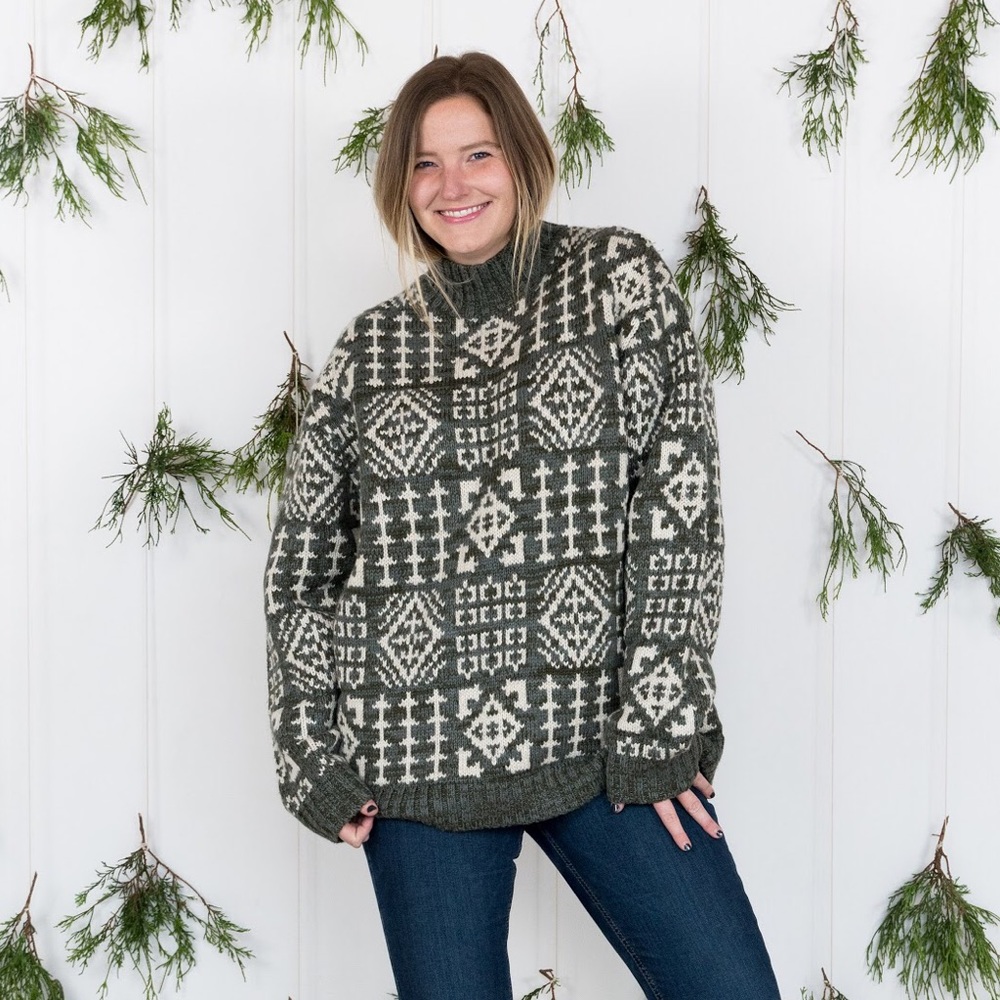 Patterned Green Sweater